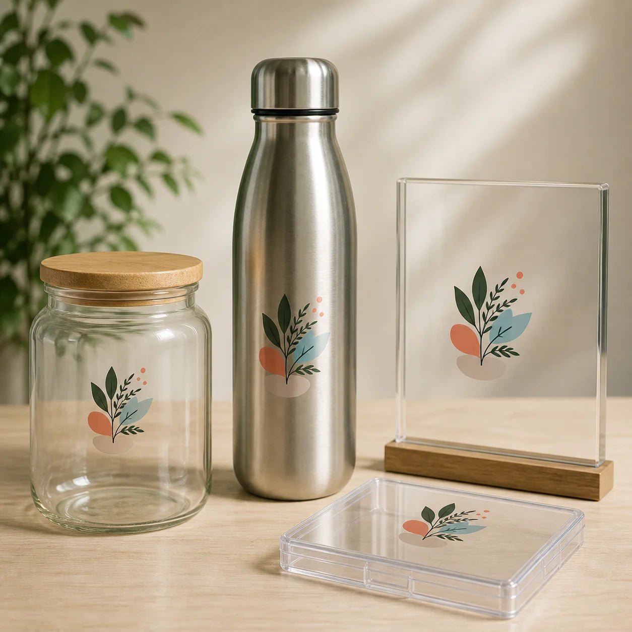 Matching transfer artwork on glass, metal, acrylic, and sealed rigid plastic