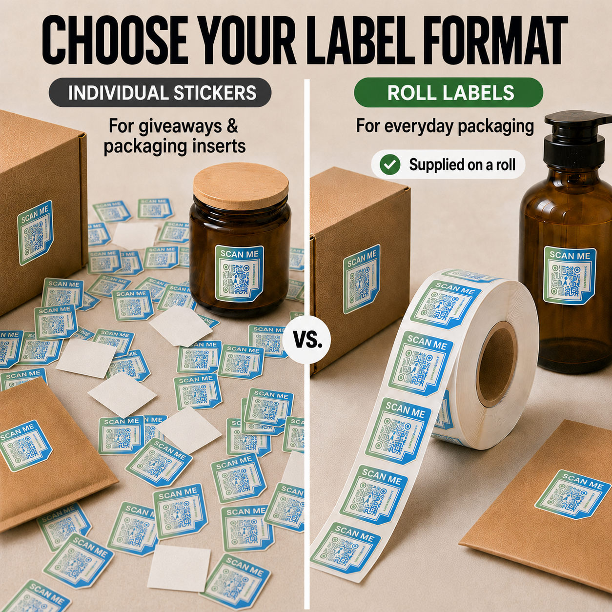 Custom printed roll labels and packaging example 3