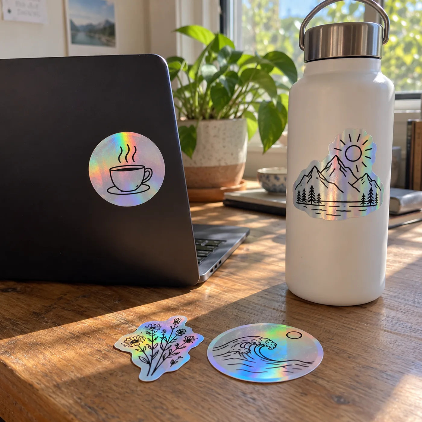 Holographic vinyl stickers shown in a finished application