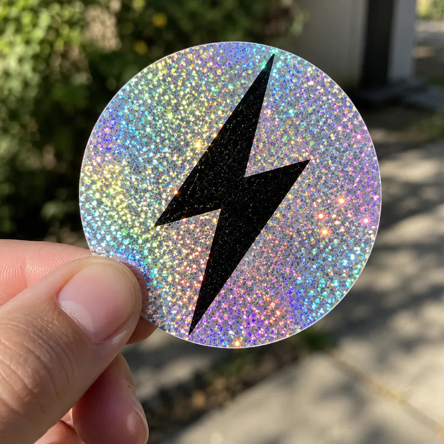 Bold shapes read best example for Glitter vinyl stickers
