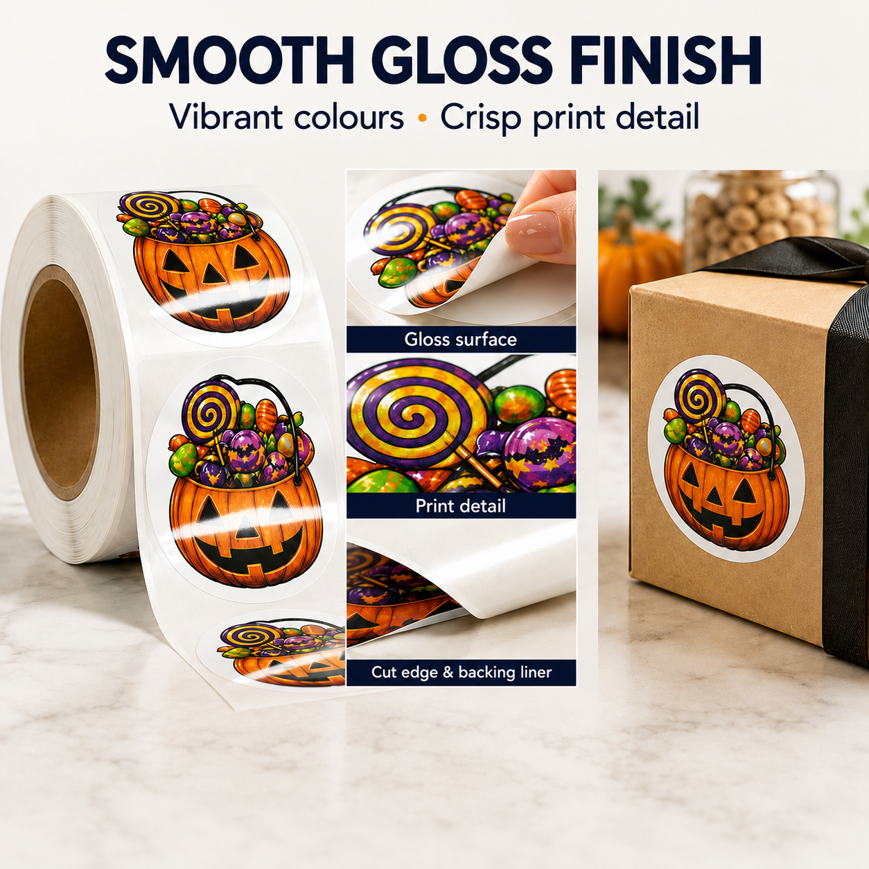 Custom printed roll labels and packaging example 5